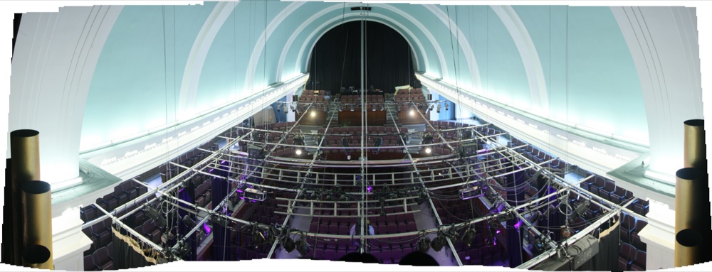 Suspended T-bar ceiling grid viewed from above